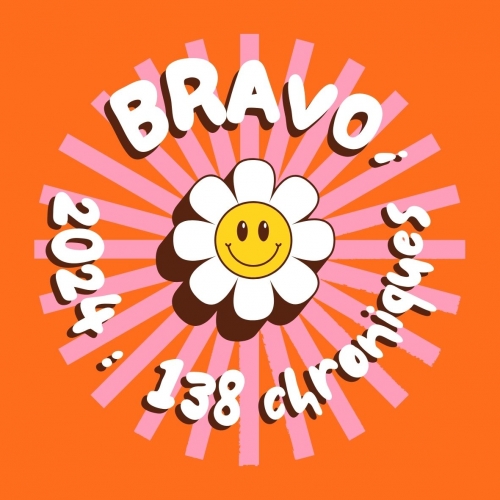 Orange rose smiley rétro pop coloré sticker rond bravo.jpg
